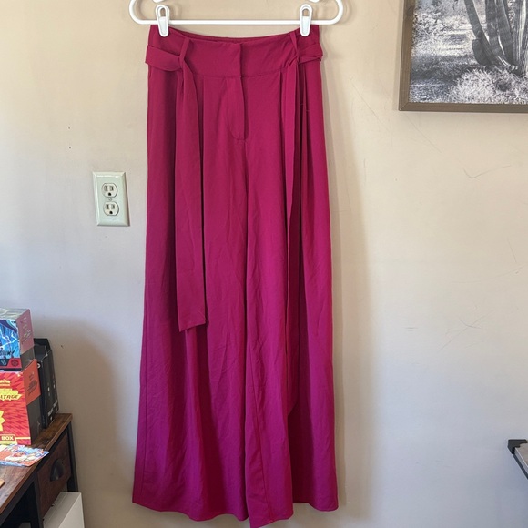 Flying Tomato Pants - Flying Tomato Raspberry Pink Belted Wide Leg Palazzo Pants Size Small